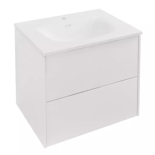 Chedworth 60cm x 50cm Wall Hung Vanity Unit Two Drawer - High Gloss White