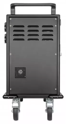 Manhattan Charging Cabinet/Cart via USB-C x32 Devices, Trolley, Power Delivery 18W per port (576W total), Suitable for iPads/other tablets/phones/smaller chromebooks, Bays 330x22x235mm, Device charging cables not included, Lockable (PIN code), EU & UK pow