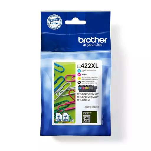 Brother LC-422XLVAL Ink cartridge multi pack high-capacity Bk,C,M,Y 3000pg + 3x1500pg Pack=4 for Brother MFC-J 5340