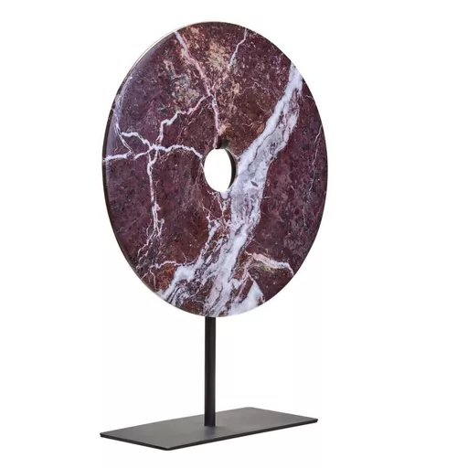Red Marble Disc Sculpture, Salmo, Medium