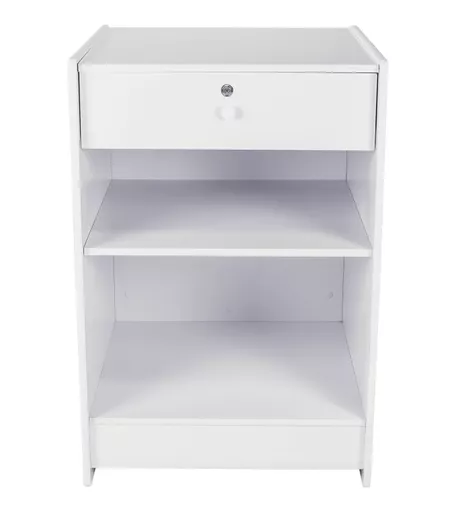 White Till Block with Shelf and Lockable Drawer - 600mm x 600mm x 900mm