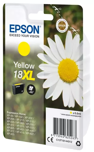 Epson C13T18144012/18XL Ink cartridge yellow high-capacity, 450 pages 6,6ml for Epson XP 30