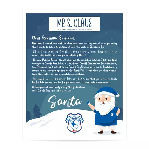 Cardiff City FC Personalised Letter from Santa