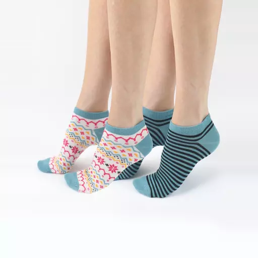 Pretty Polly BAMBOO LINER SOCKS Fairisle/Stripe  Multicoloured  Size 4-8