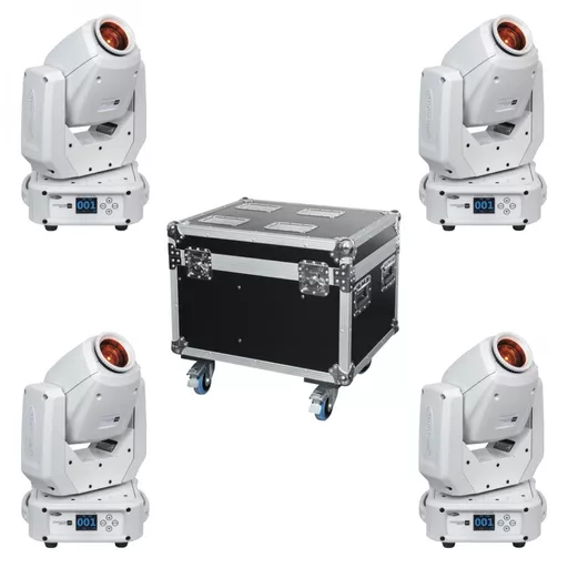 Showtec Phantom 65 Spot White x4 with Flight Case Bundle