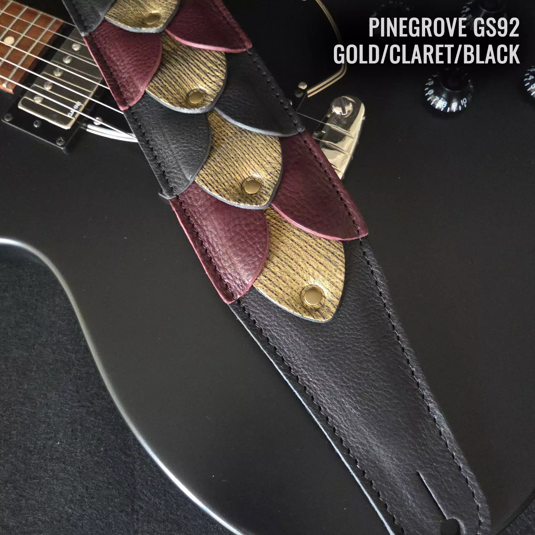 GS92 gold wine red black 093556 a ANNO Pinegrove guitar strap.jpg