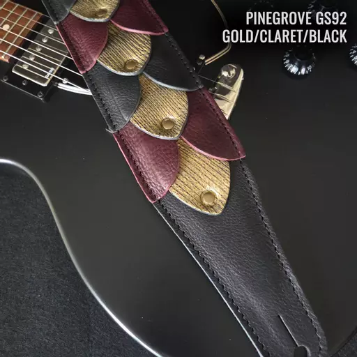 GS92 gold wine red black 093556 a ANNO Pinegrove guitar strap.jpg
