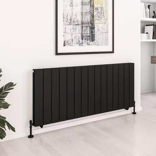Queenswood 600 x 1455 Aluminium Radiator Matt Black