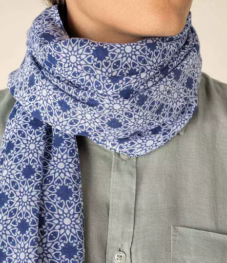 Spasso Blue Floral Mosaic Scarf