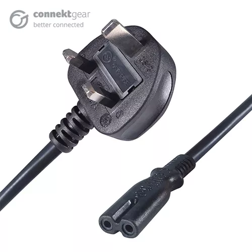 connektgear 2m UK Mains Power Cable UK Plug to C7 (Figure 8) Socket