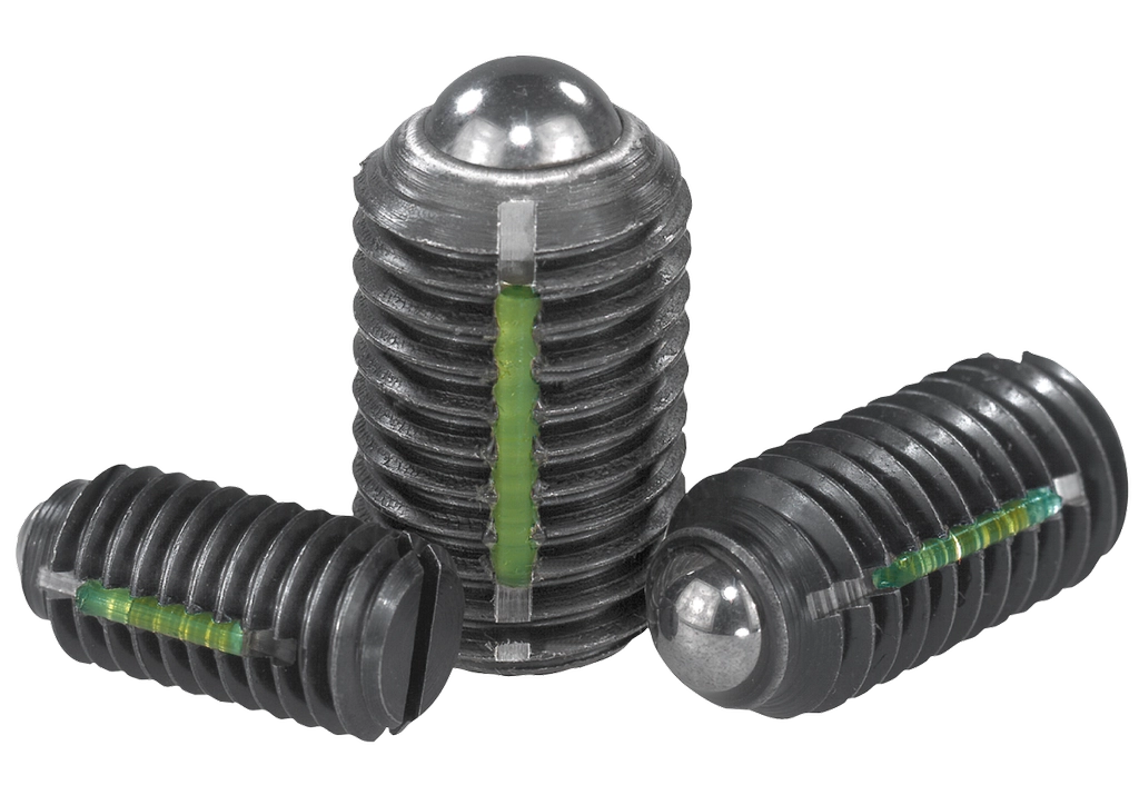 K0321 Inch - Spring Plungers With Slot And Ball In Steel With Thread Lock
