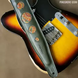 Pinegrove GS98 green woven guitar strap closer 135442.jpg