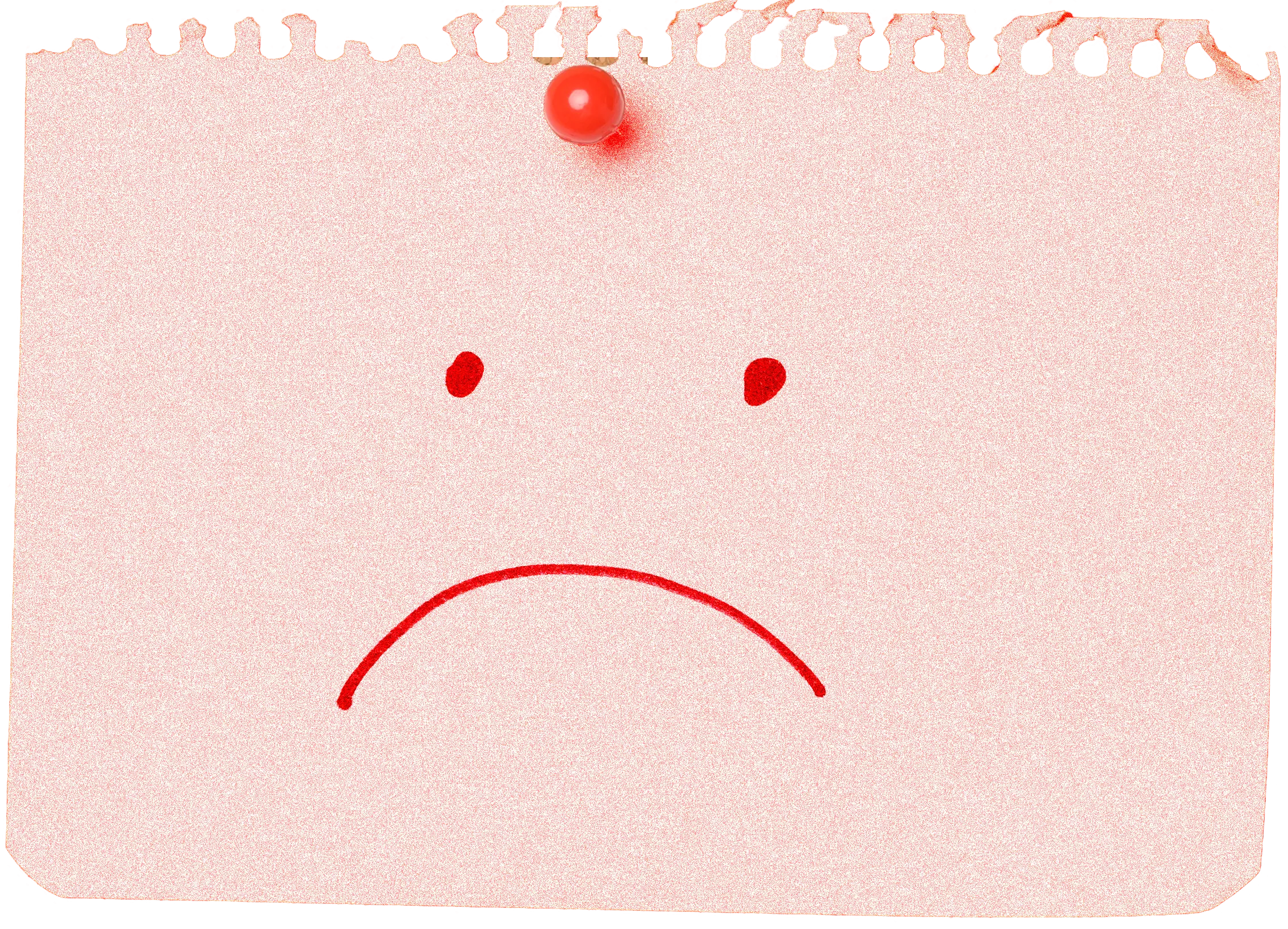Red post it note with a sad smiley face on it
