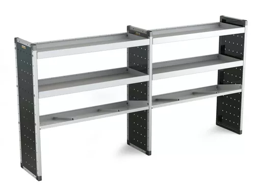 Trade Van Racking Double Unit - 2 Straight, 1 Angled Per Bay - H1279mm x W2466.5mm (1183mm & 1183mm)