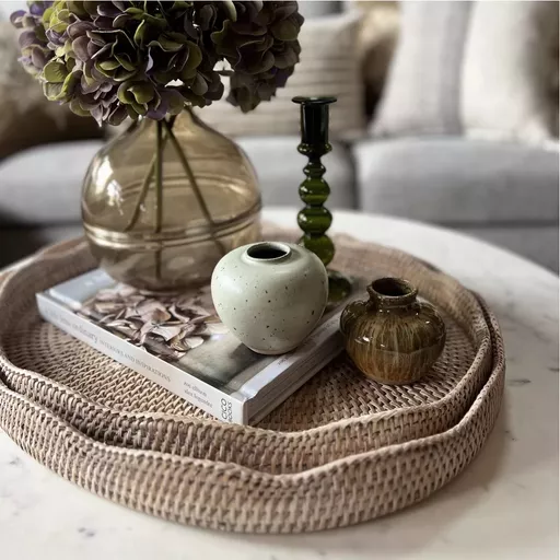 Rattan Scallop Oval Tray - Small