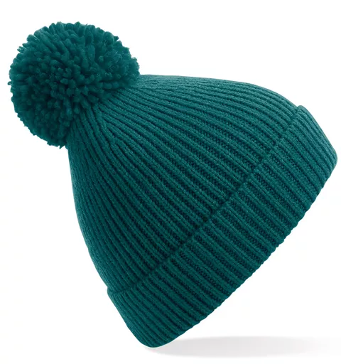 Engineered Knit Ribbed Pom Pom Beanie