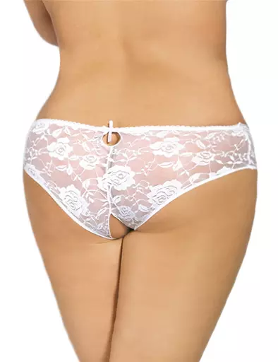 Sexy Lace Crotchless Knickers - White, Black Blue Or Pink, Sizes 8-22