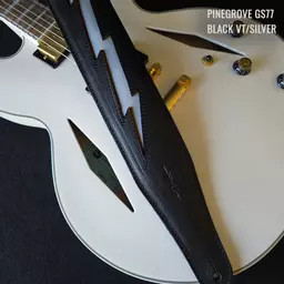 GS77 black silver lightning guitar strap Pinegrove ANNO.jpg