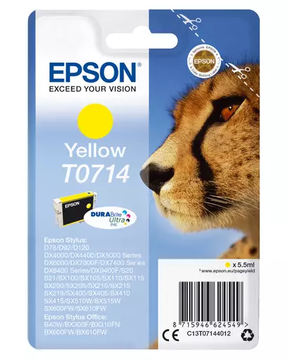 Epson C13T07144012/T0714 Ink cartridge yellow, 415 pages ISO/IEC 19752 5,5ml for Epson Stylus BX 310/600/D 120/D 78/S 20