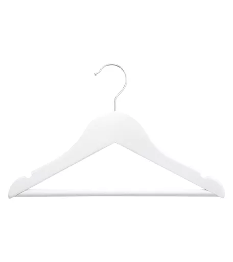 White Wooden Kids Hanger with Trouser Bar - 300mm - Box of 50