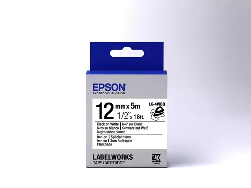 Epson C53S654024/LK-4WBQ DirectLabel-etikettes black on white 12mm x 5m for Epson LabelWorks 4-18mm/36mm/6-12mm/6-18mm/6-24mm