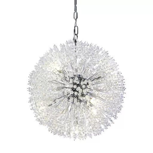 Sunburst 7Lt Pendant - Chrome Metal & Glass Beads