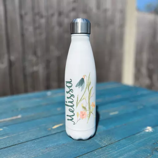 Personalised Flower Design Insulated Bottle