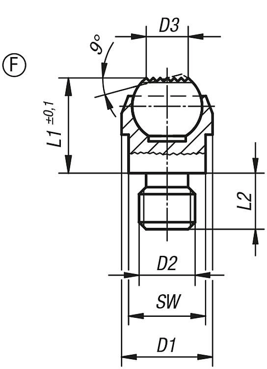 Self-Sligning Pad. Form F. M8 Thread. 13mm Diameter. Carbon Steel.