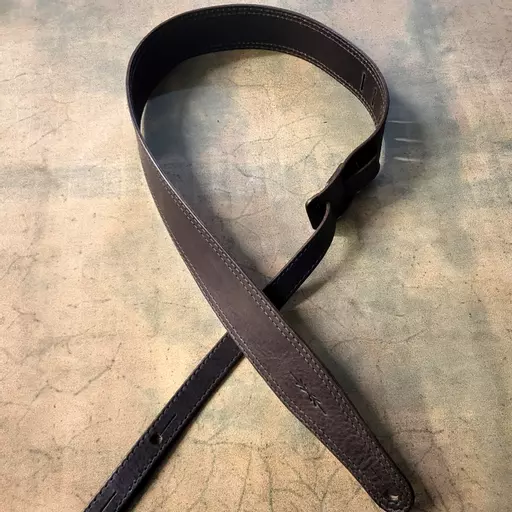 GS41 Brown Leather Guitar Strap- second