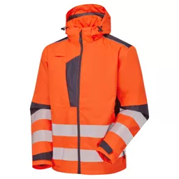 SYH-057D-System-Hi-Vis-Eco-Orange-Navy-Insulated-Jacket-Front Angle Left With Segmented Tape.png