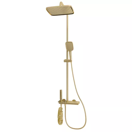 Exposed Thermostatic Shelf Shower set - Brushed Brass
