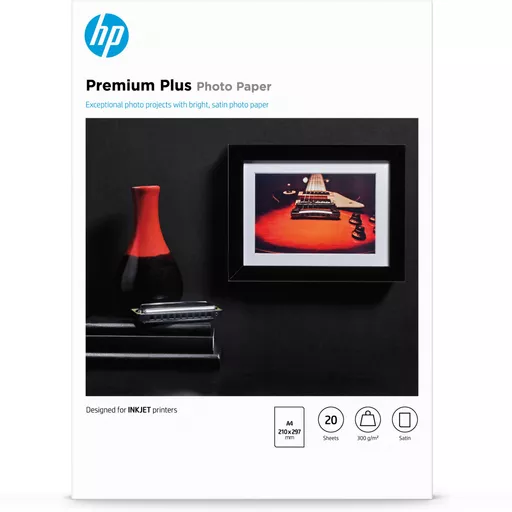 HP Premium Plus Photo Paper, Satin, 300 g/m2, A4 (210 x 297 mm), 20 sheets