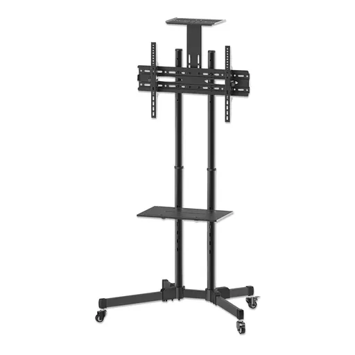 Manhattan TV & Monitor Mount, Trolley Stand, 1 screen, Screen Sizes: 37-65", Black, VESA 200x200 to 600x400mm, Max 40kg, LFD, Lifetime Warranty