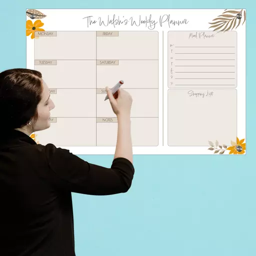 Personalised Wall Planner, Week to View with Flower Design
