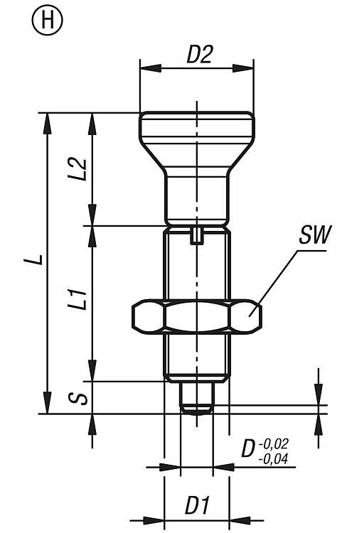 Indexing Plunger. Thread Size M8. Thread Pitch 1mm. Pin Diameter 4mm. Without Locking Slot. Hardened. Stainless Steel.