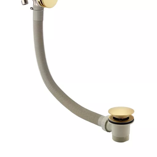 Bath push button waste with overflow filler - Brushed Brass