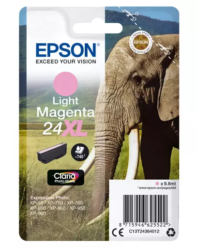 Epson C13T24364012/24XL Ink cartridge light magenta high-capacity, 500 pages 9,8ml for Epson XP 750