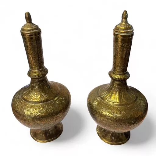 Pair of Antique Brass Vases with lids