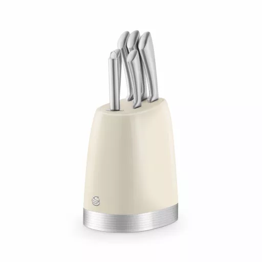 6 Piece Knife Block Cream