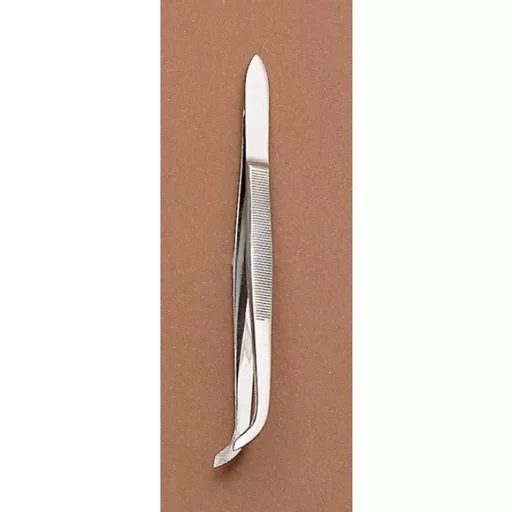 Forceps Stainless Steel Sprung Curved Flutes w/ Broad Ends and Guide Pin 120mm Each