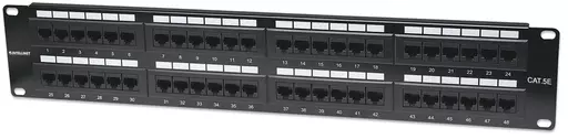 Intellinet Patch Panel, Cat5e, UTP, 48-Port, 2U, Black