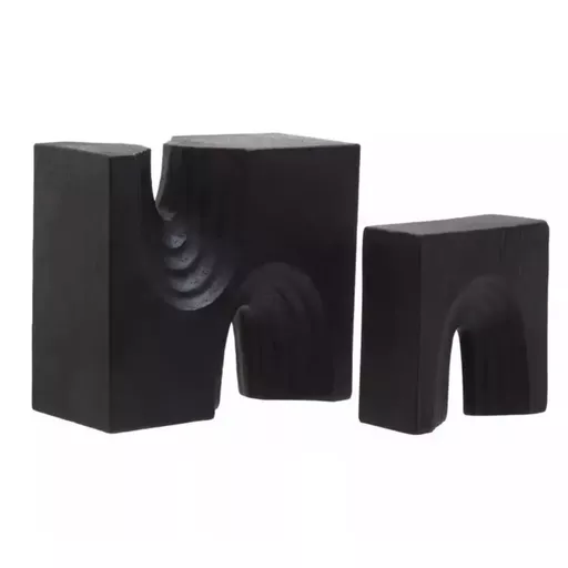 -Abstract Sculptures, Renzo, Matt Black, Set of 2