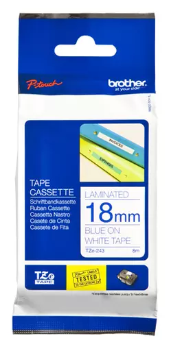 Brother TZE-243 DirectLabel blue on white 18mm x 8m for Brother P-Touch TZ 3.5-18mm/36mm/6-18mm/6-24mm/6-36mm