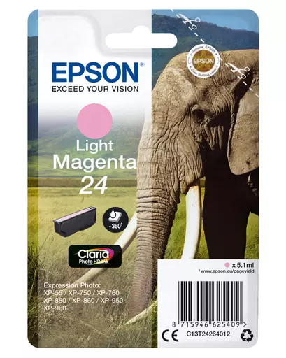 Epson C13T24264012/24 Ink cartridge light magenta, 360 pages 5,1ml for Epson XP 750