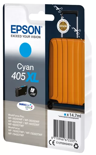 Epson C13T05H24010/405XL Ink cartridge cyan high-capacity, 1.1K pages 14.7ml for Epson WF-3820/7830