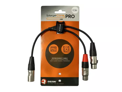 StageCore iPRO930 : REAN 1 XLR Male to 2 XLR Female 0.3m Black