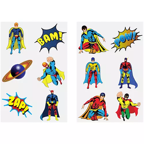Super Hero Tattoos (Card of 6) - Pack of 96