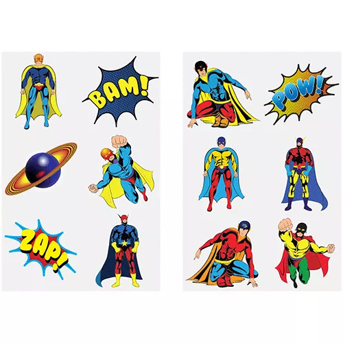 Super Hero Tattoos (Card of 6) - Pack of 96