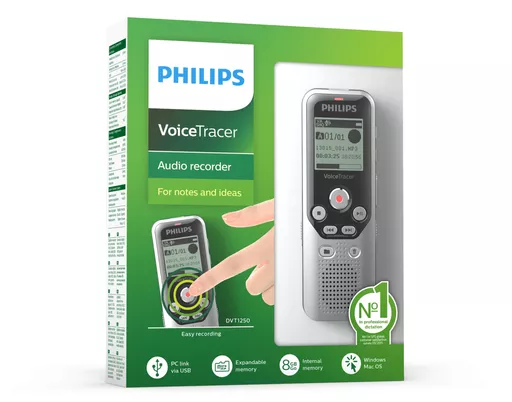 Philips DVT1250 dictaphone Internal memory & flash card Black, Grey