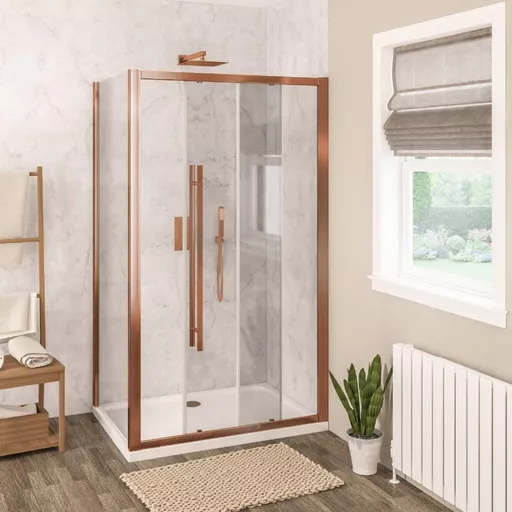 Vantage 2000 / Corniche 2000 900mm Side Shower Panel (8mm Thick) - Brushed Bronze